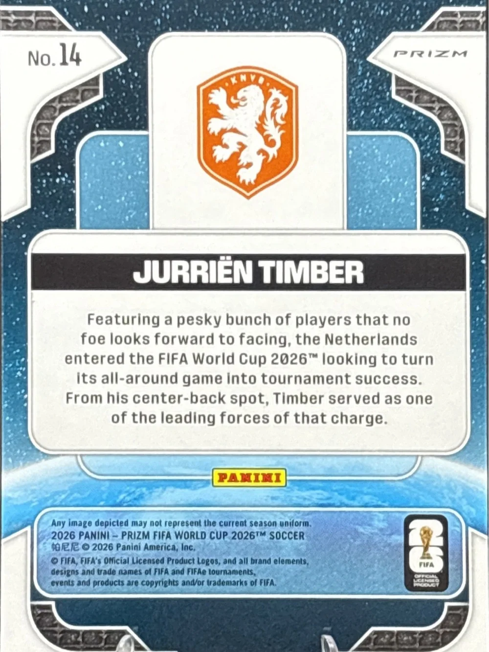 Panini Prizm Jurrien Timber Global Reach Soccer Team Card